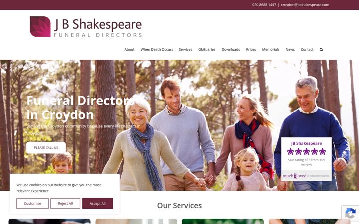 Screenshot of jbshakespeare.com