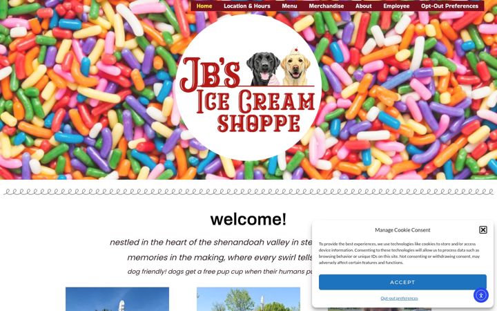 Screenshot of jbsicecreamshoppe.com