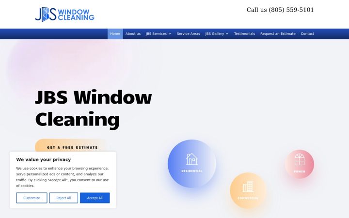 Screenshot of jbswindowcleaning.com