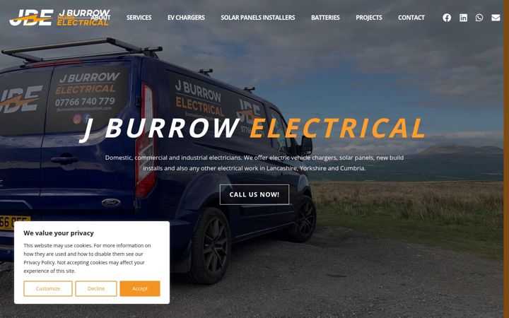 Screenshot of jburrowelectrical.co.uk