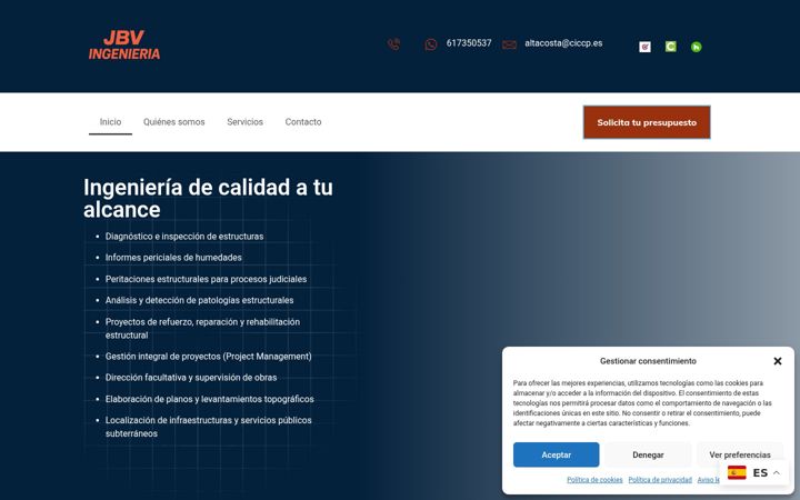 Screenshot of jbvingenieria.es