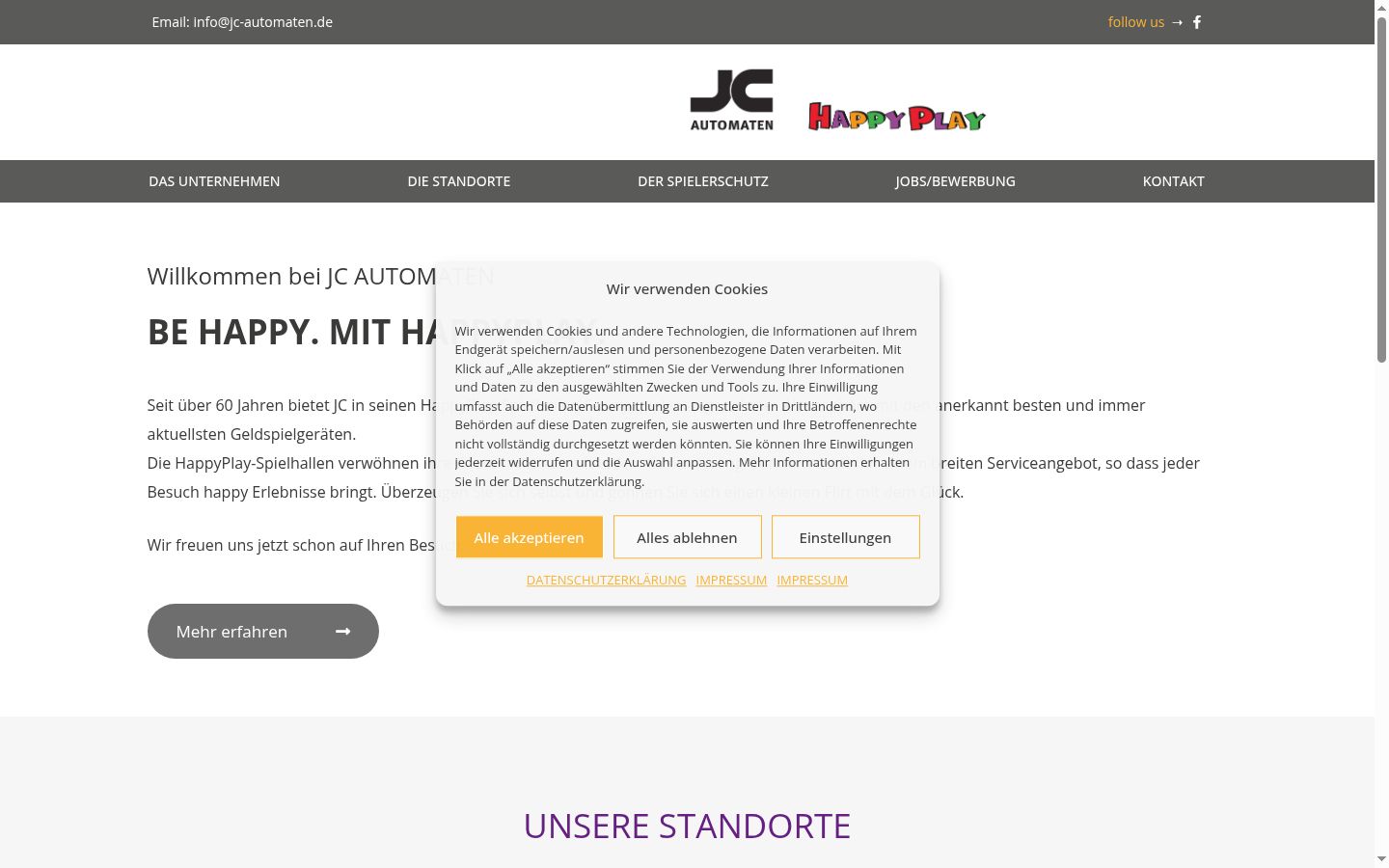 Screenshot del banner di consenso mostrato prima di qualsiasi interazione