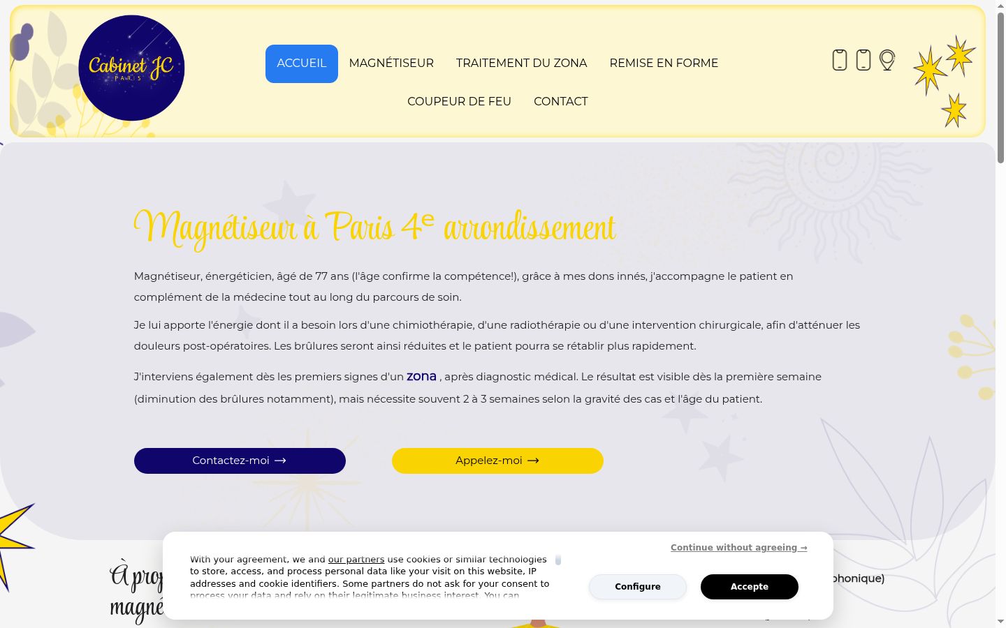 Screenshot of the consent banner shown before any interaction
