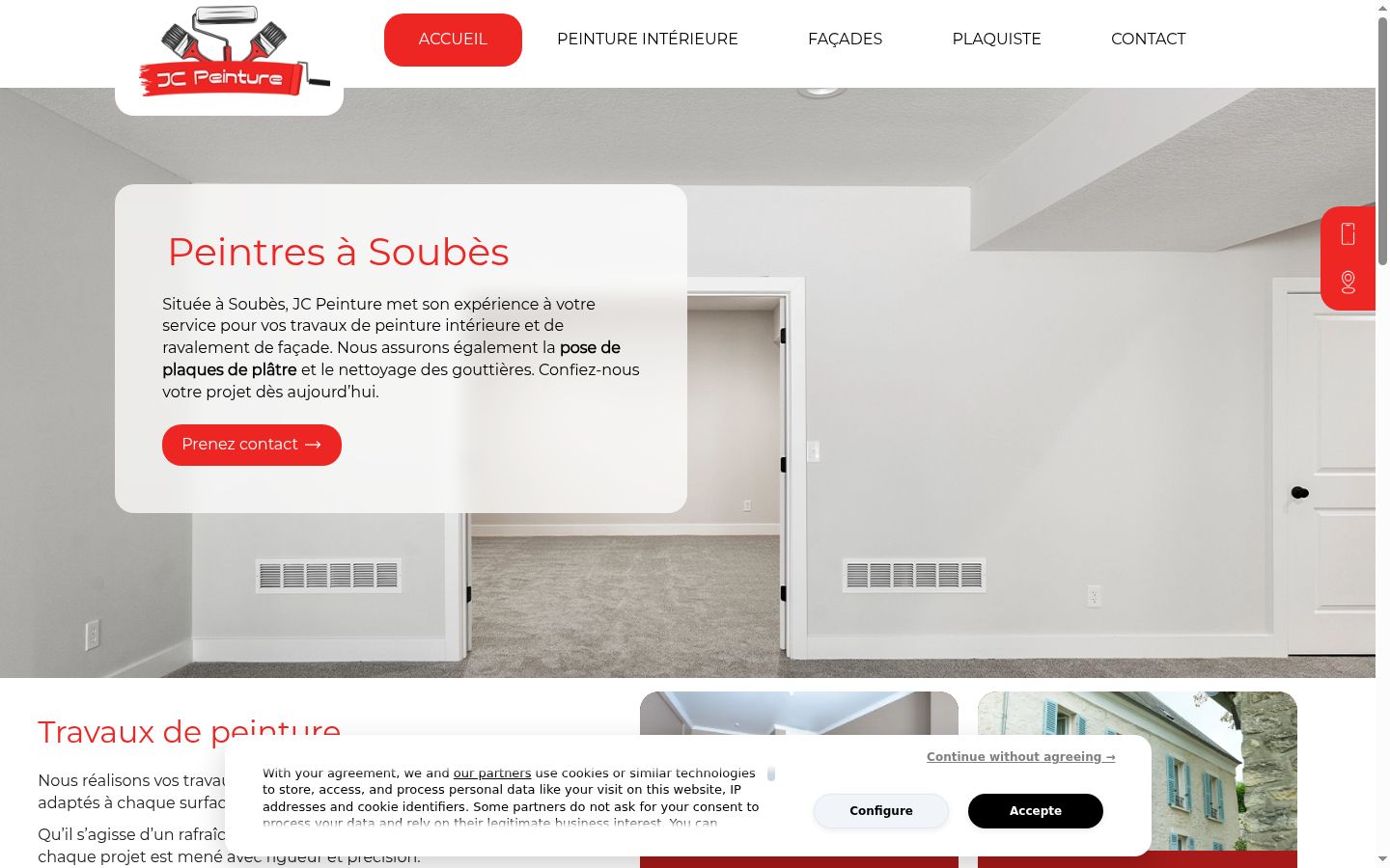 Screenshot of the consent banner shown before any interaction
