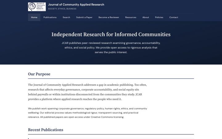 Screenshot of jcarjournal.org