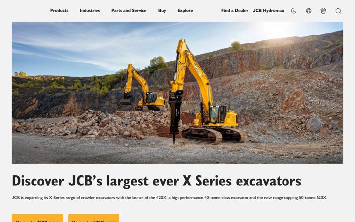 Skärmbild av jcb.com
