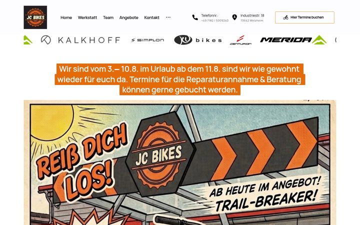 Screenshot of jcbikes.de