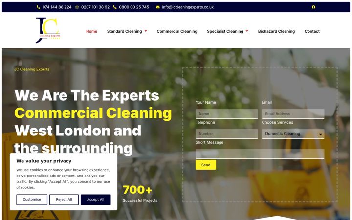 Screenshot of jccleaningexperts.co.uk
