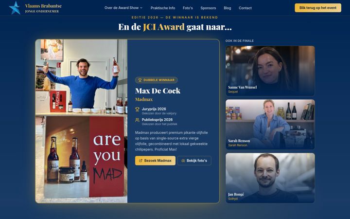 Screenshot of jciawardvlaamsbrabant.be