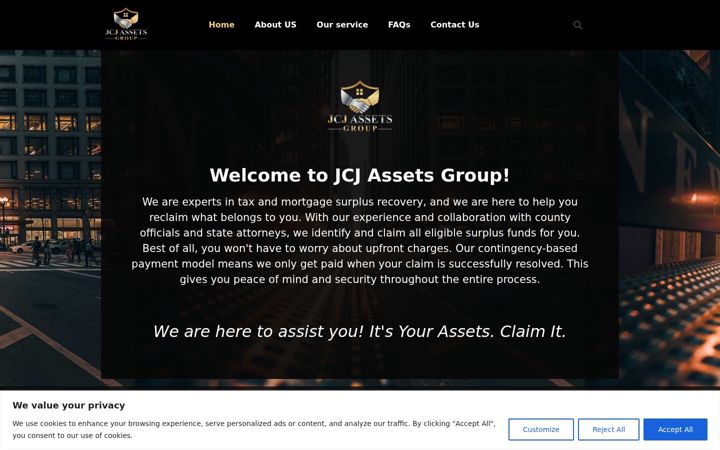 Screenshot of jcjassetsgroup.com