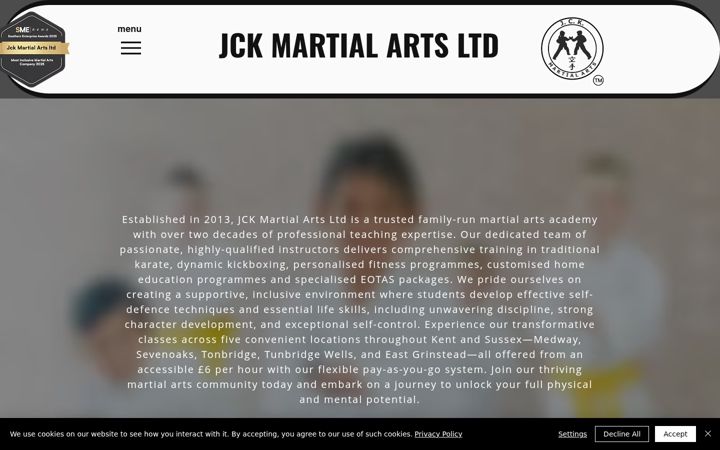 Screenshot of jckmartialarts.com