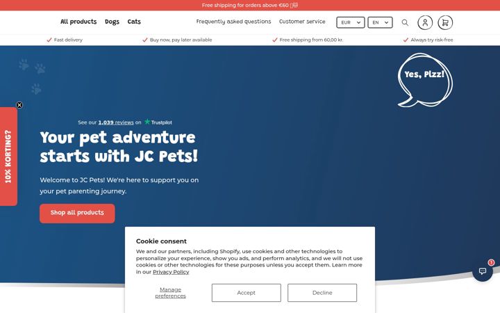 Screenshot of jcpets.com