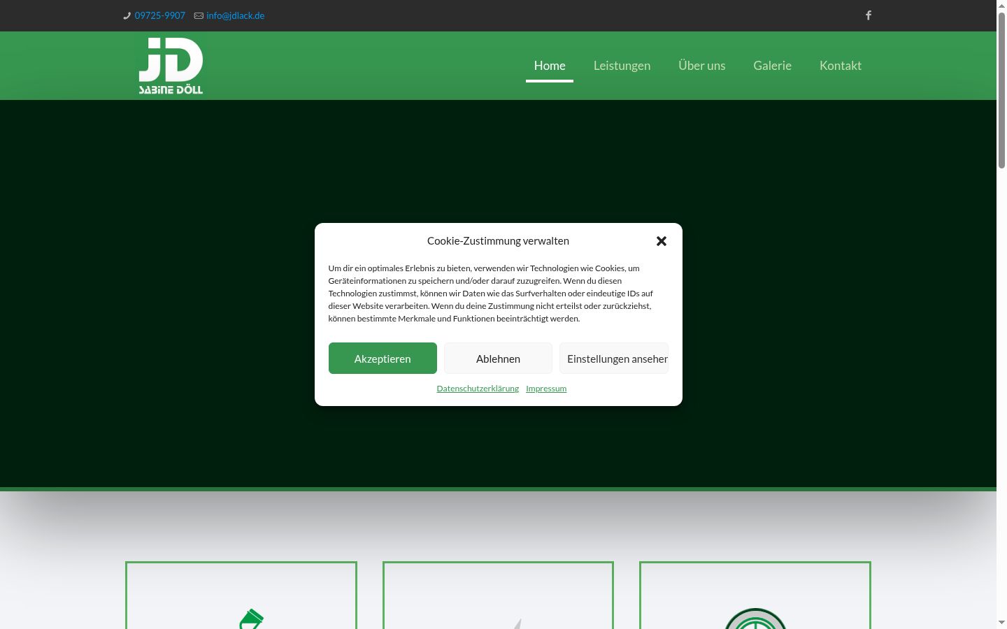 Screenshot of the consent banner shown before any interaction
