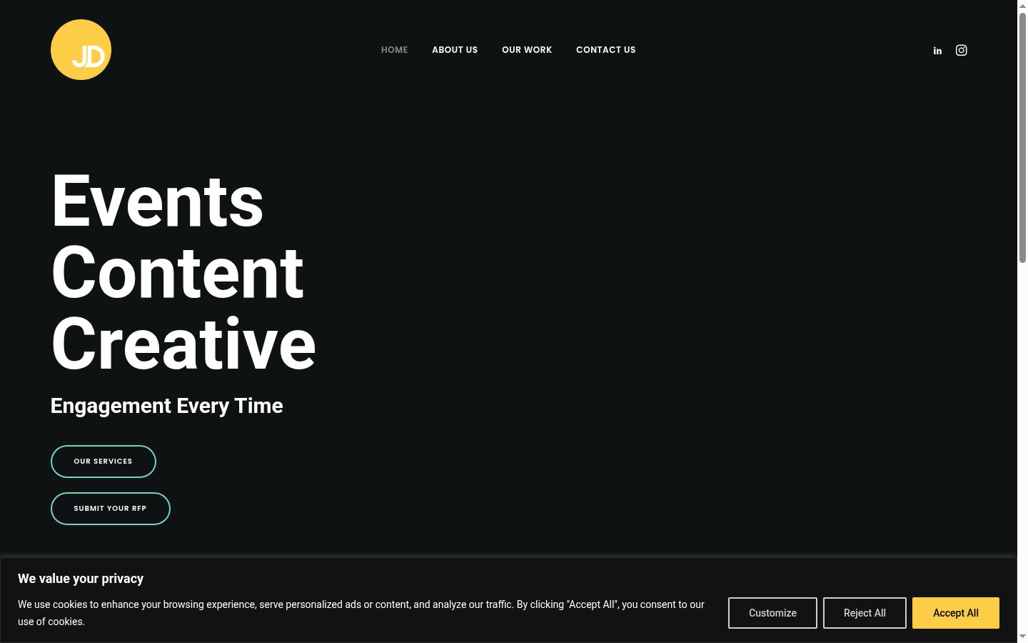 Screenshot of the consent banner shown before any interaction