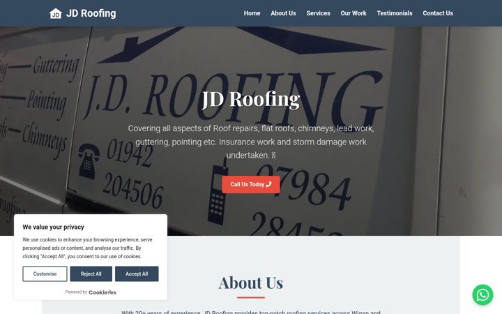 Screenshot of jdroofingwigan.co.uk