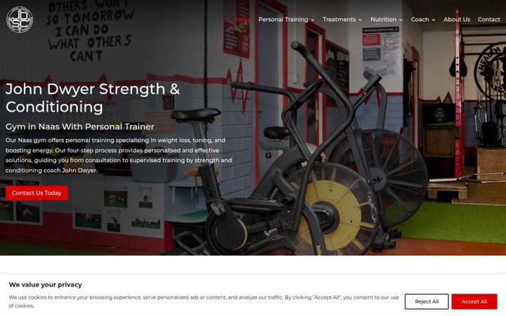 Screenshot of jdstrengthandconditioning.com