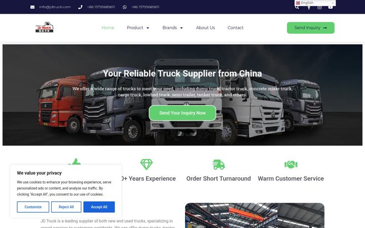 Screenshot of jdtruck.com