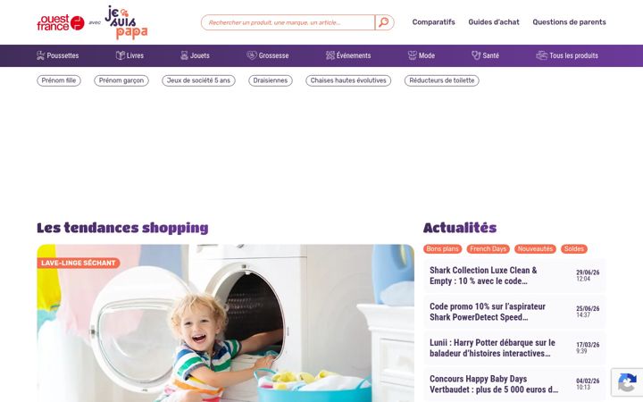 Screenshot of je-suis-papa.ouest-france.fr