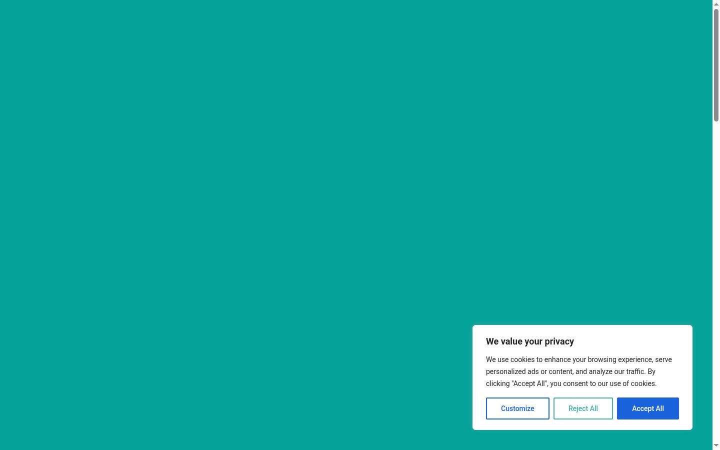 Captura de pantalla del banner de consentimiento mostrado antes de cualquier interacción