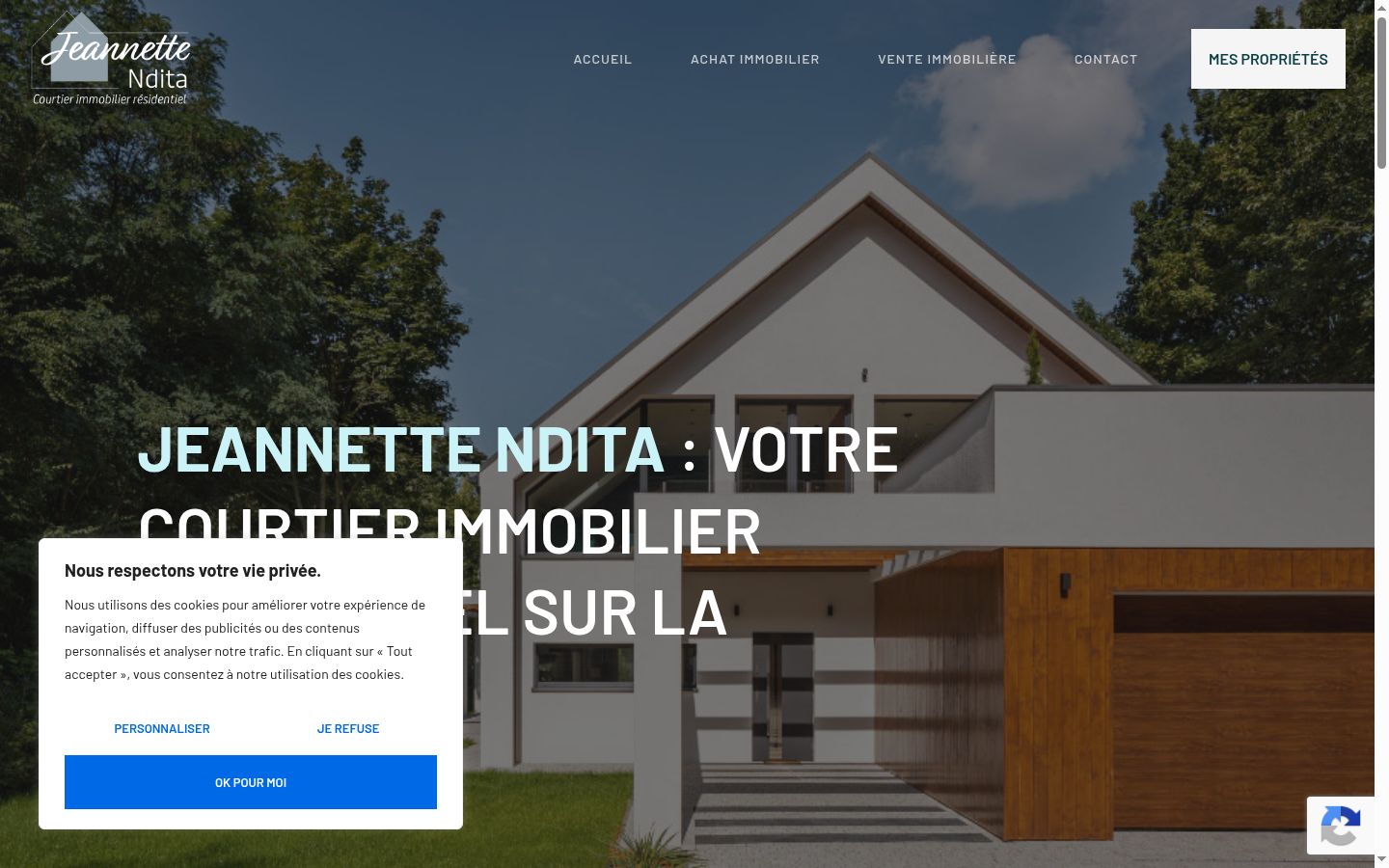 Capture d'écran de la bannière de consentement affichée avant toute interaction