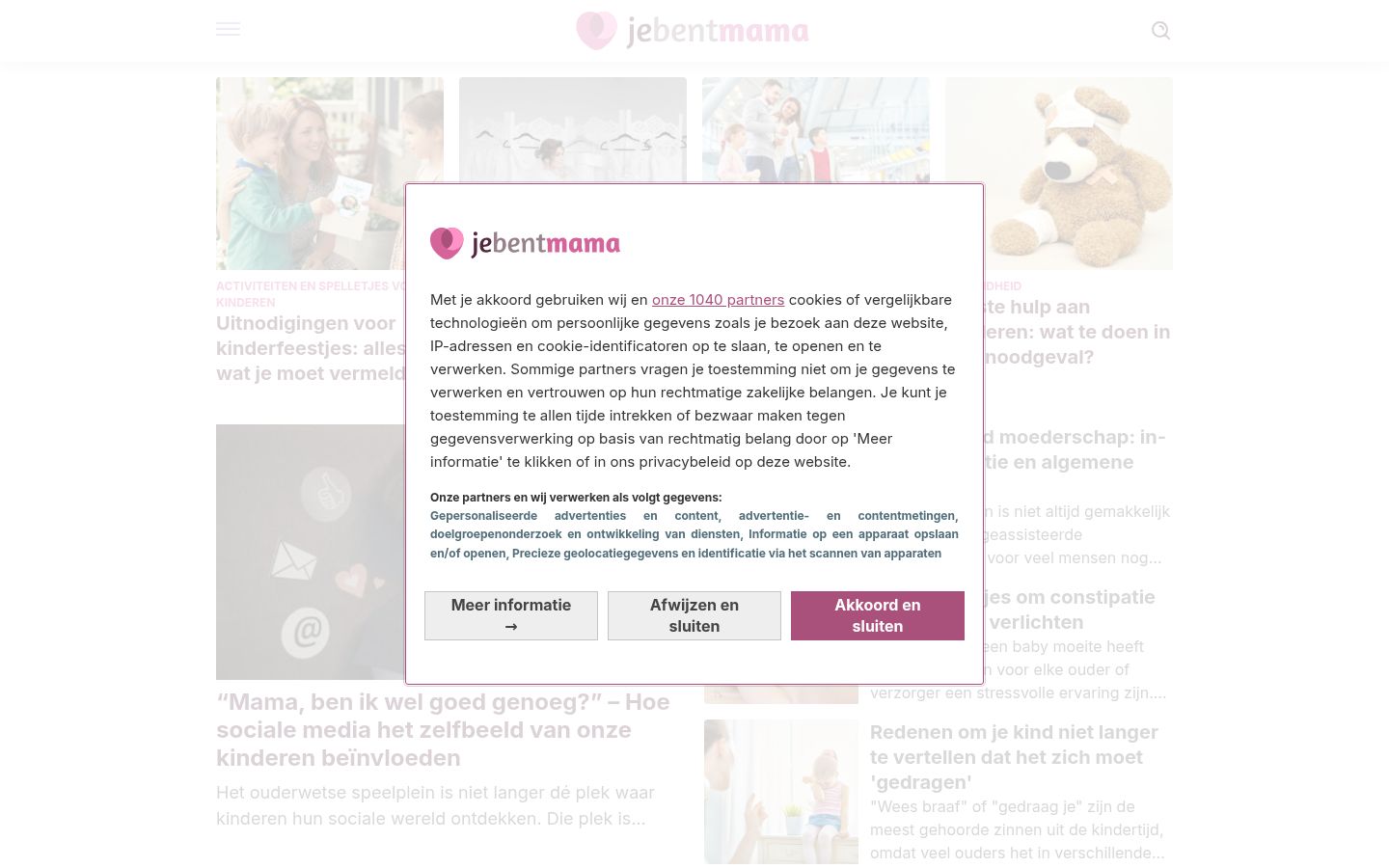 Screenshot del banner di consenso mostrato prima di qualsiasi interazione