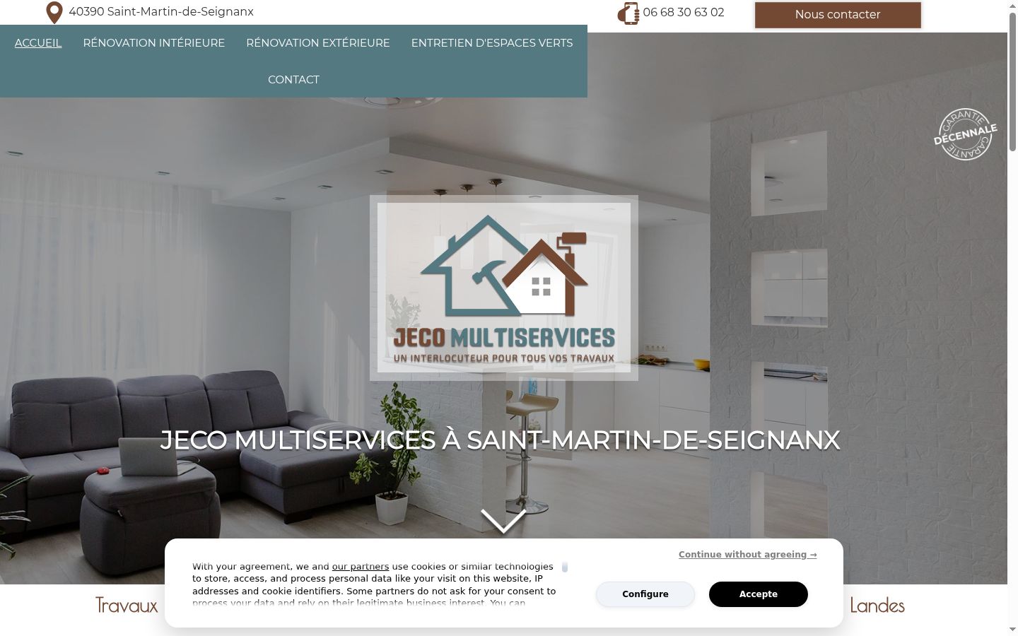 Screenshot of the consent banner shown before any interaction