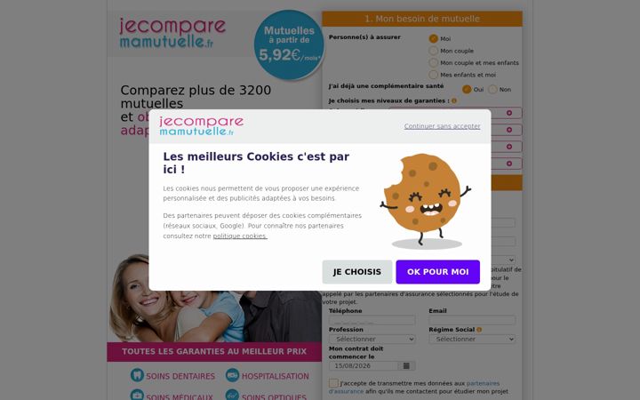 Screenshot of jecomparemamutuelle.fr