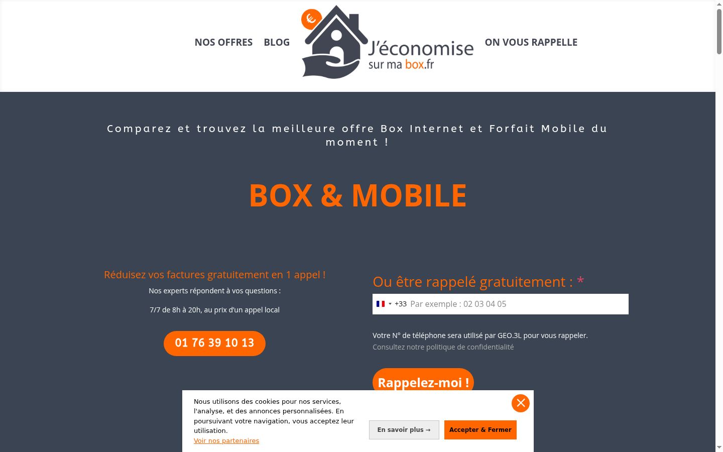 Capture d'écran de la bannière de consentement affichée avant toute interaction