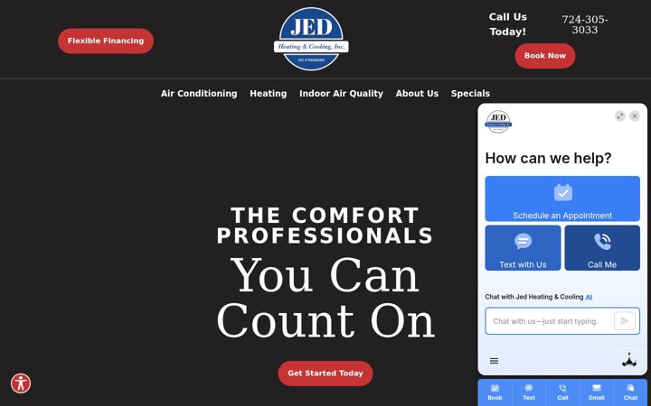 Screenshot of jedhvac.com