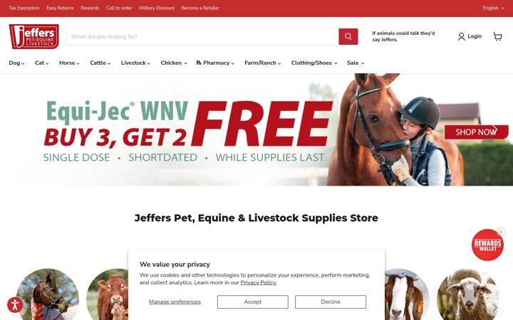 Screenshot of jefferspet.com