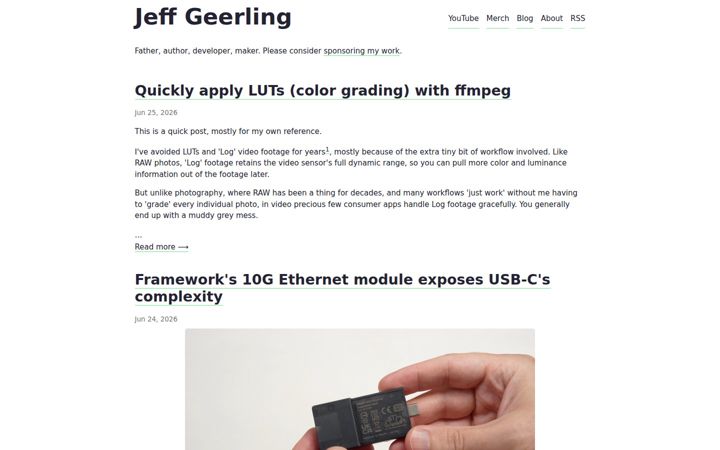 Posnetek zaslona jeffgeerling.com