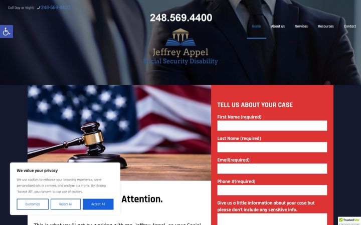 Screenshot of jeffreyappelattorney.com