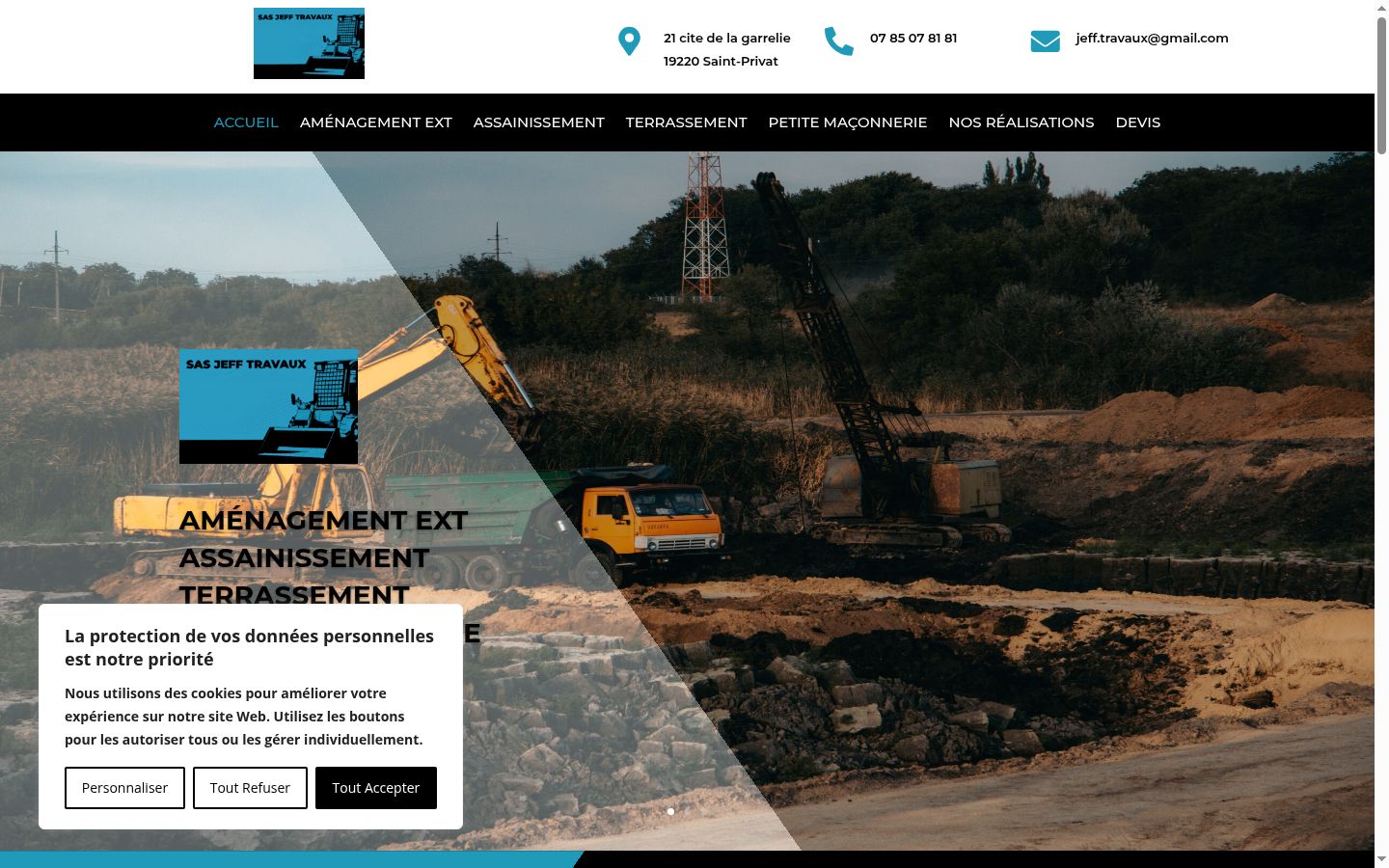 Capture d'écran de la bannière de consentement affichée avant toute interaction