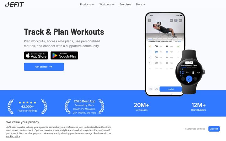 Screenshot of jefit.com