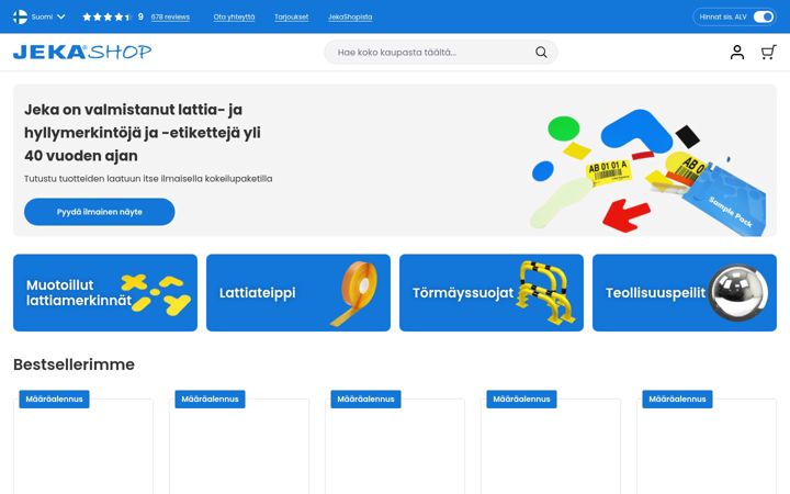 Kuvakaappaus sivustosta jekashop.fi