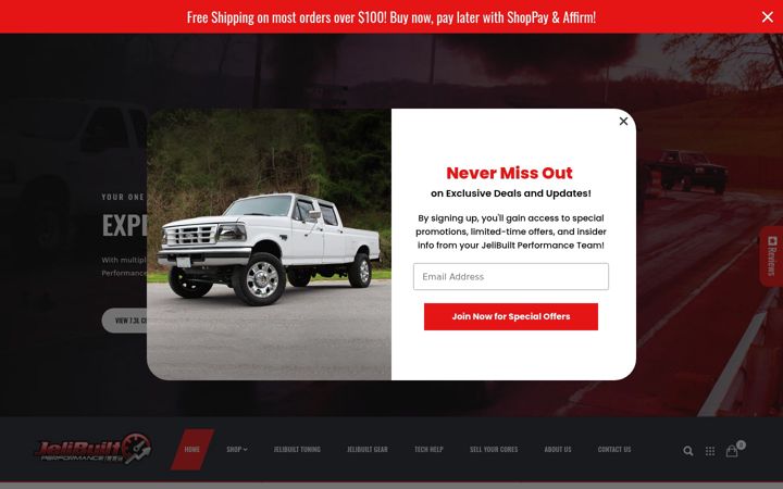 Screenshot of jelibuiltperformance.com