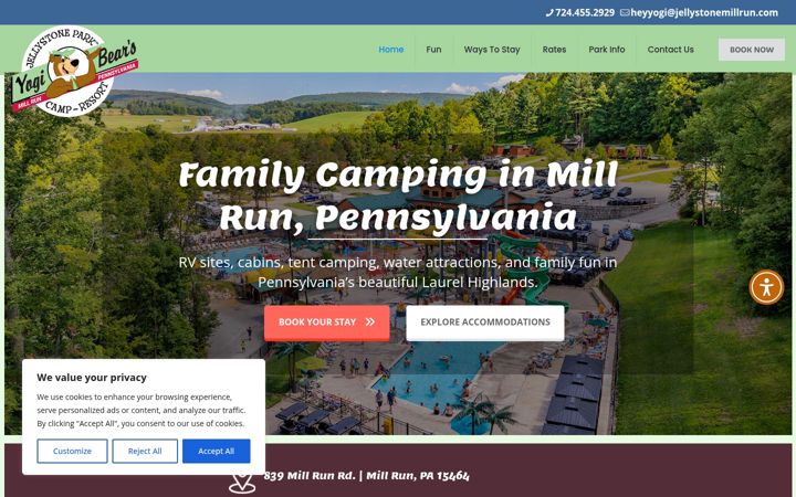 Screenshot of jellystonemillrun.com