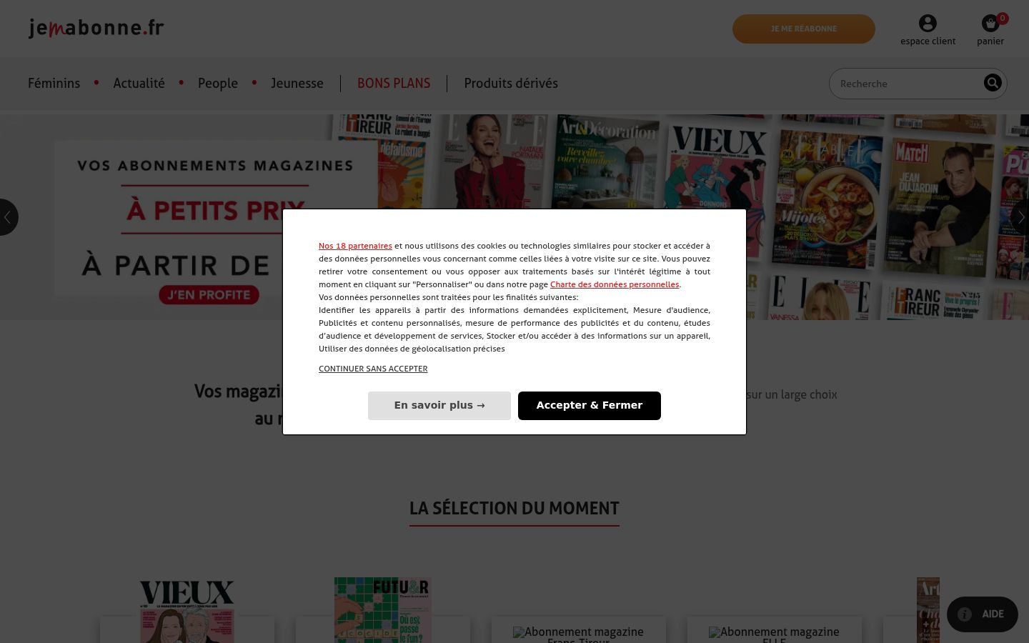 Screenshot del banner di consenso mostrato prima di qualsiasi interazione