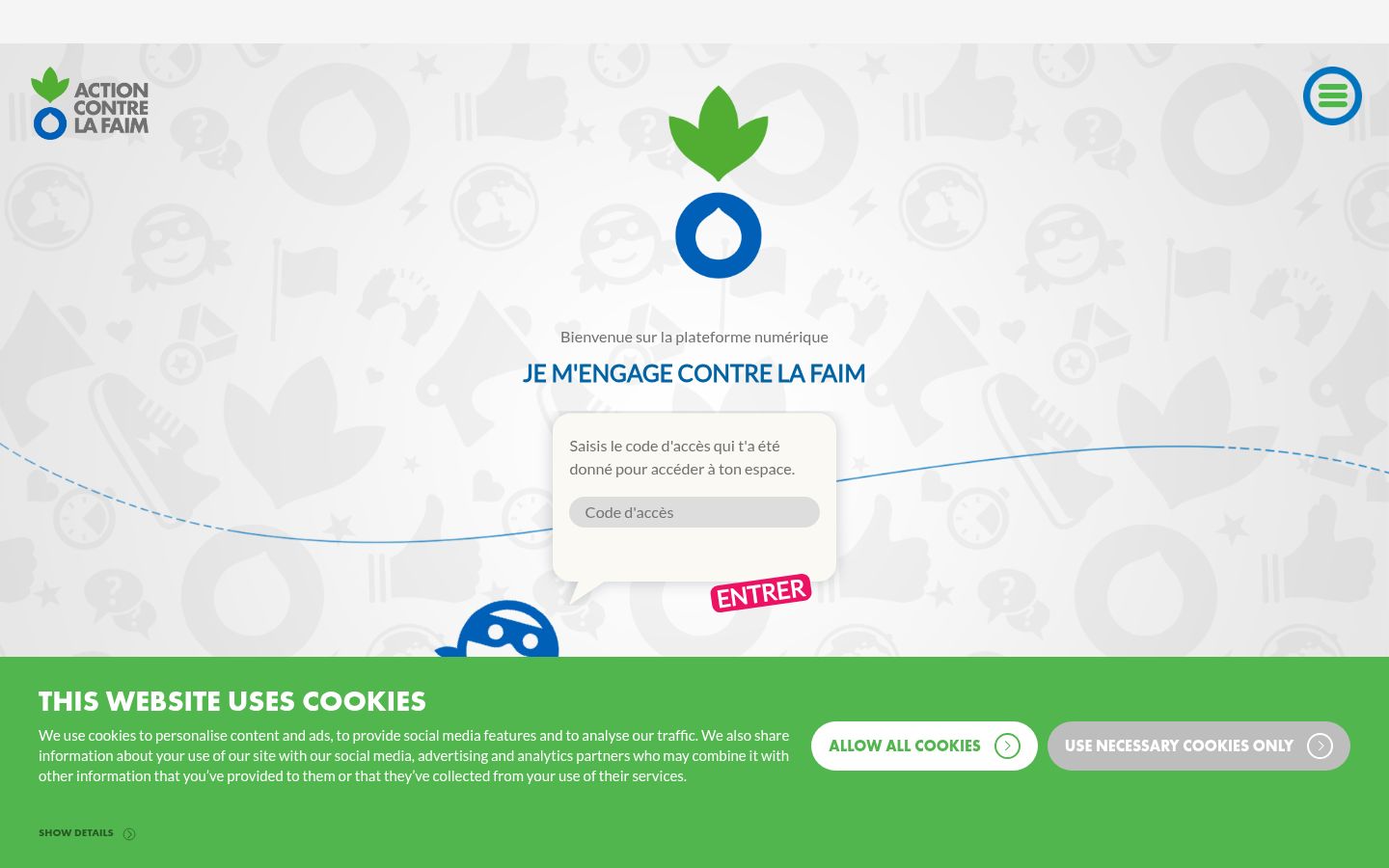 Screenshot of the consent banner shown before any interaction