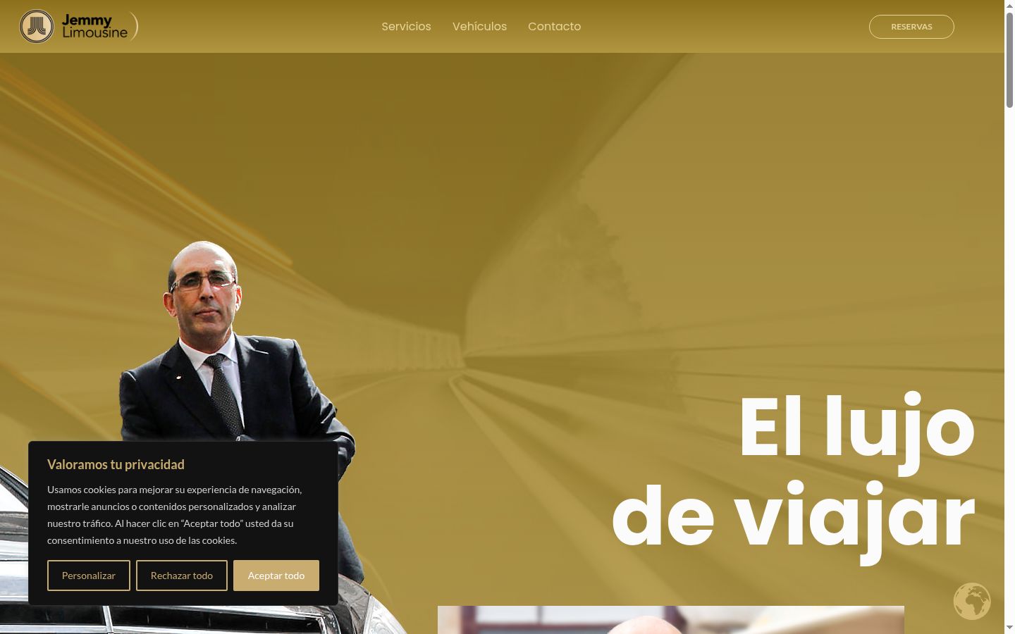Captura de pantalla del banner de consentimiento mostrado antes de cualquier interacción