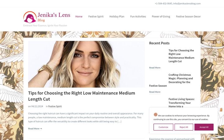 Screenshot of jenikaslensblog.com
