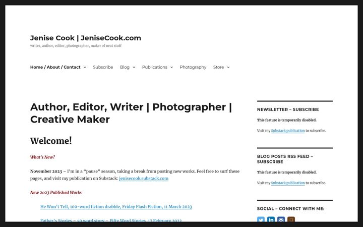 Screenshot von jenisecook.com