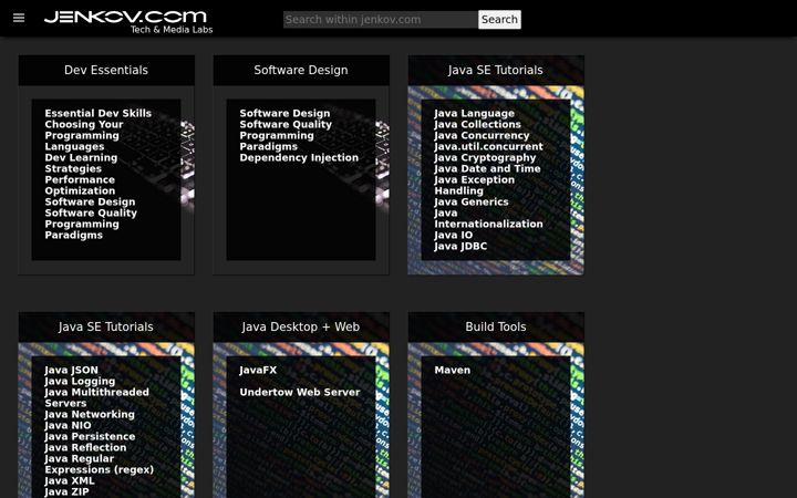 Screenshot of jenkov.com