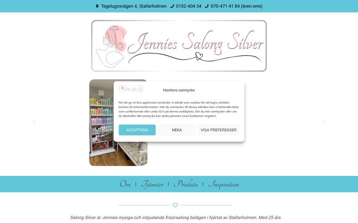 Screenshot of jenniesalongsilver.se