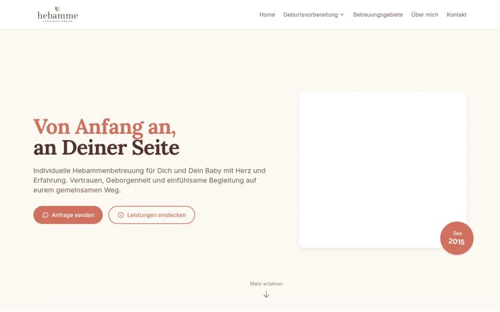 Screenshot of jennifer-hebamme.de