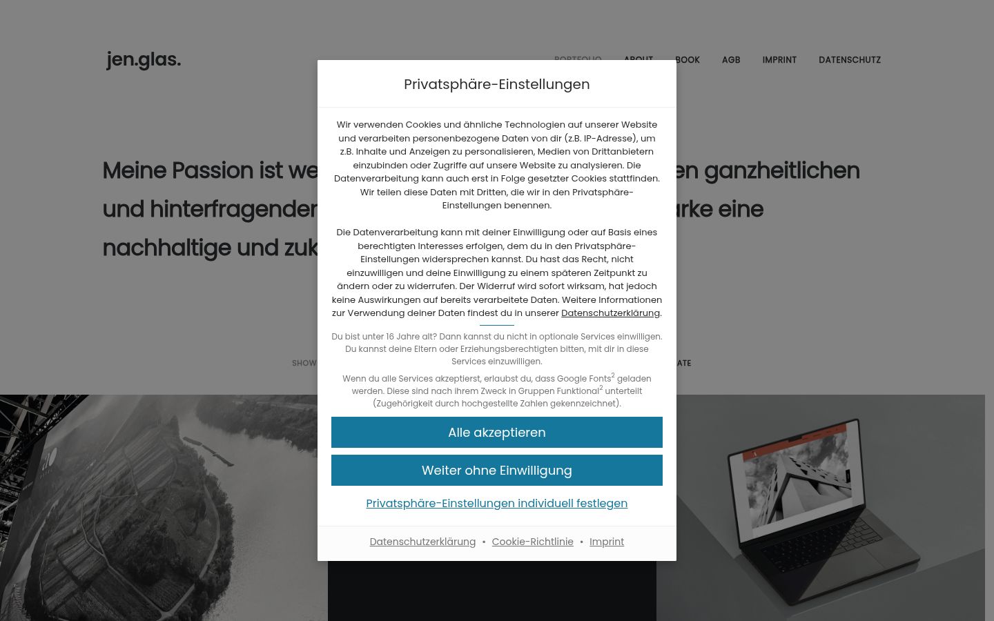 Skärmbild av samtyckesbannern som visades före någon interaktion