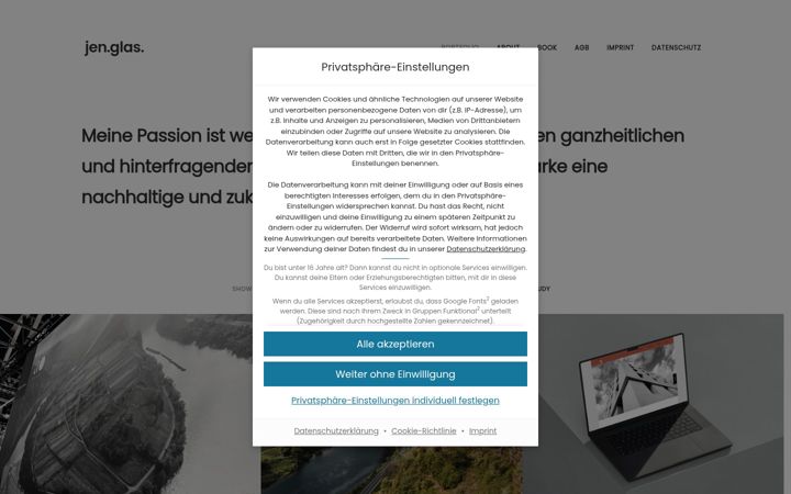 Skärmbild av jenniferglas.de