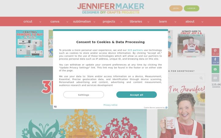 Captura de ecrã de jennifermaker.com