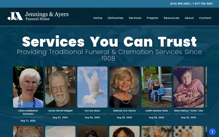 Screenshot of jenningsandayers.com