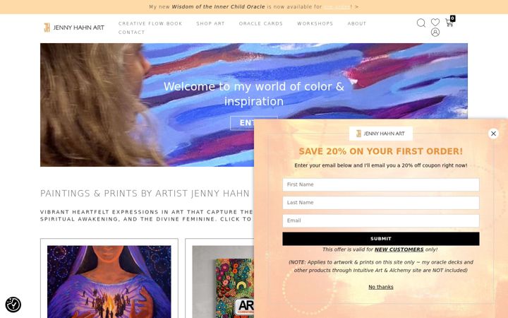 Screenshot of jennyhahnart.com